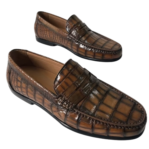 Handpainted Crocodile Leather Loafers