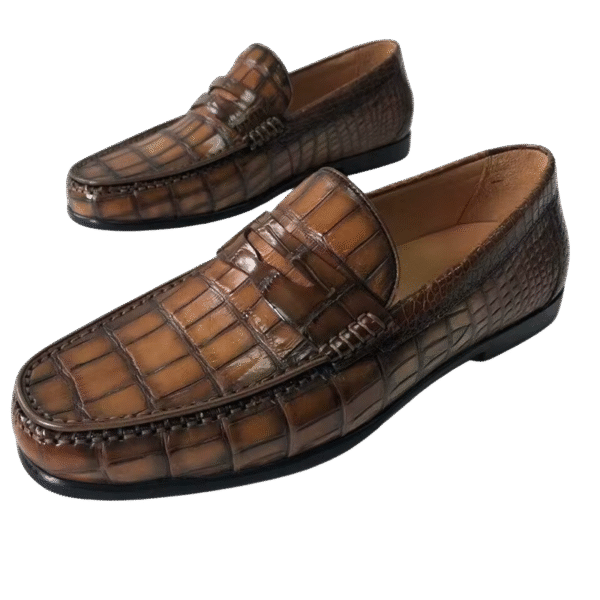 Handpainted Crocodile Leather Loafers