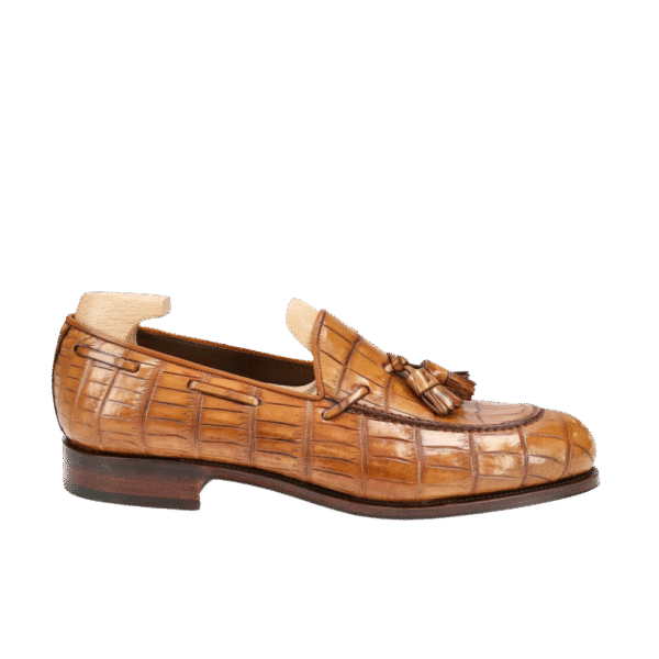 crocodile belly skin tassel loafers