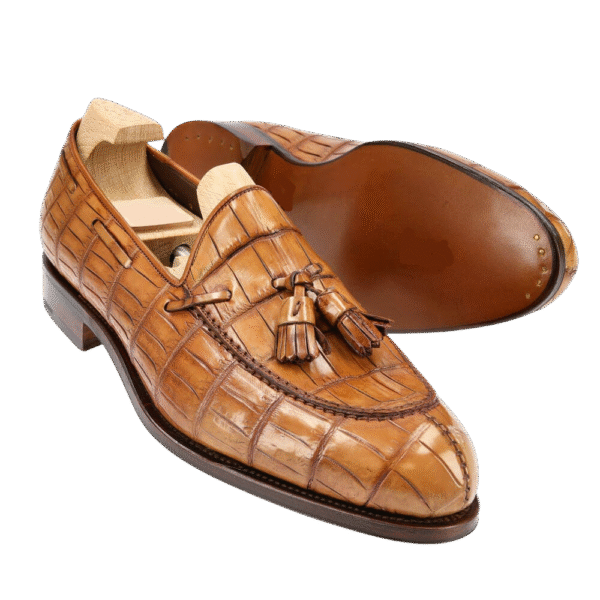 crocodile belly skin tassel loafers