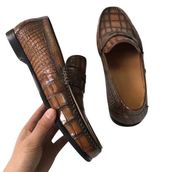Handpainted Crocodile Leather Loafers