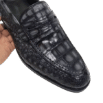 Midnight Black Crocodile Penny Loafers