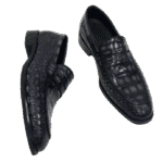 Midnight Black Crocodile Penny Loafers