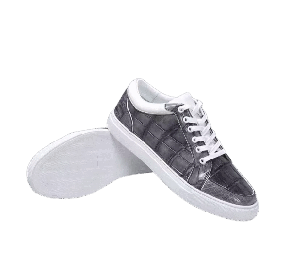 silver crocodile skin sneakers