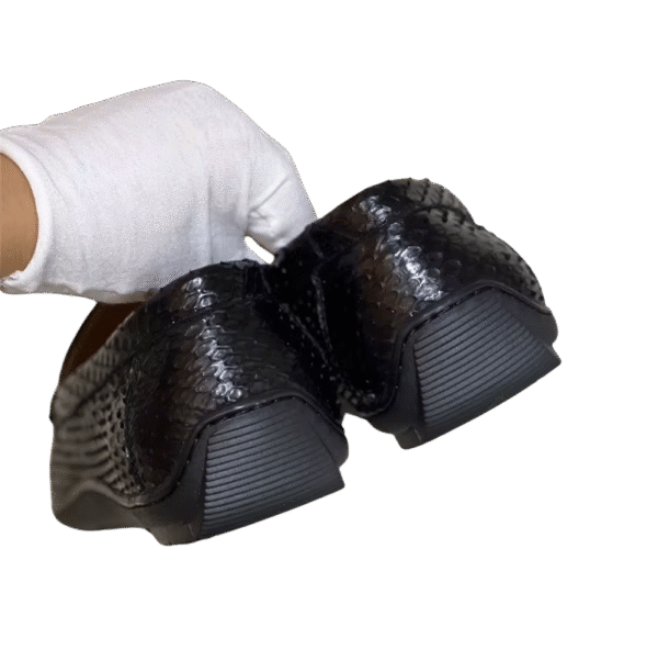 python snake leather loafers