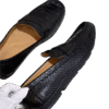 python snake leather loafers