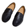 python snake leather loafers