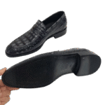 Midnight Black Crocodile Penny Loafers
