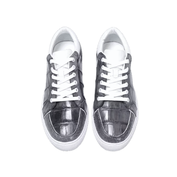 silver crocodile skin sneakers