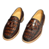 handpainted crocodile skin loafes with tassels
