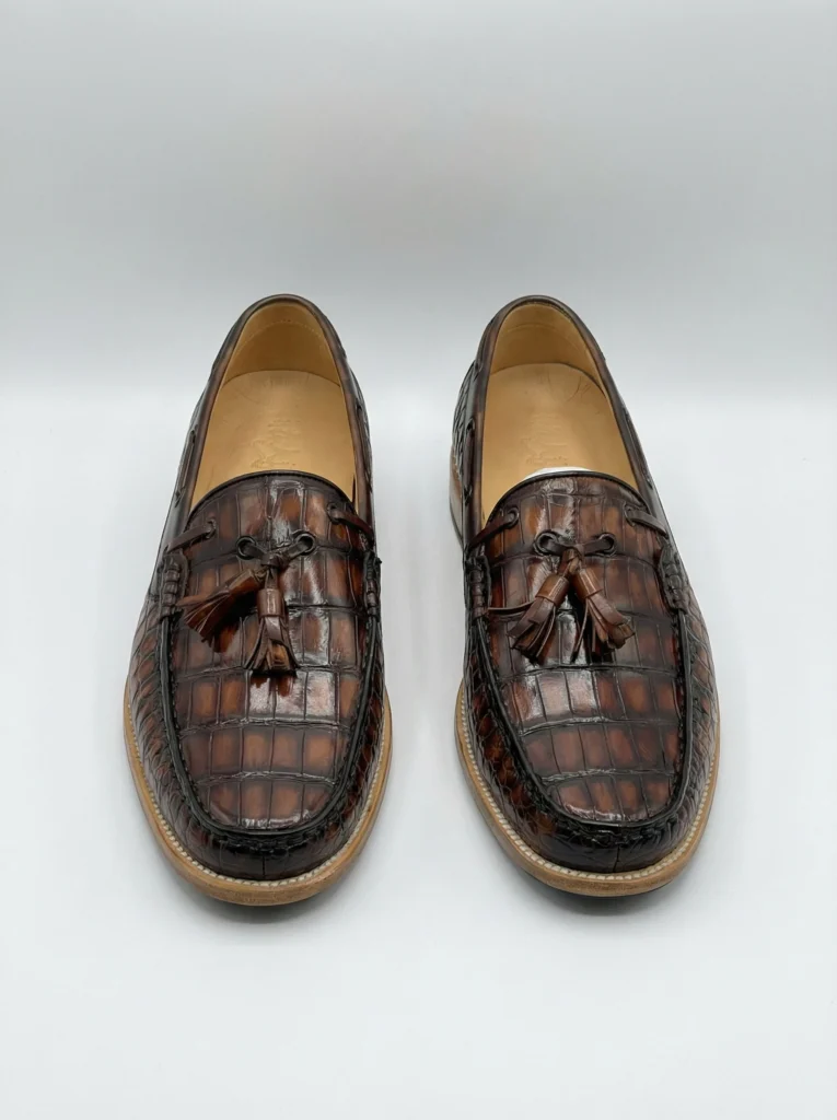 Handpainted Crocodile Skin Loafers