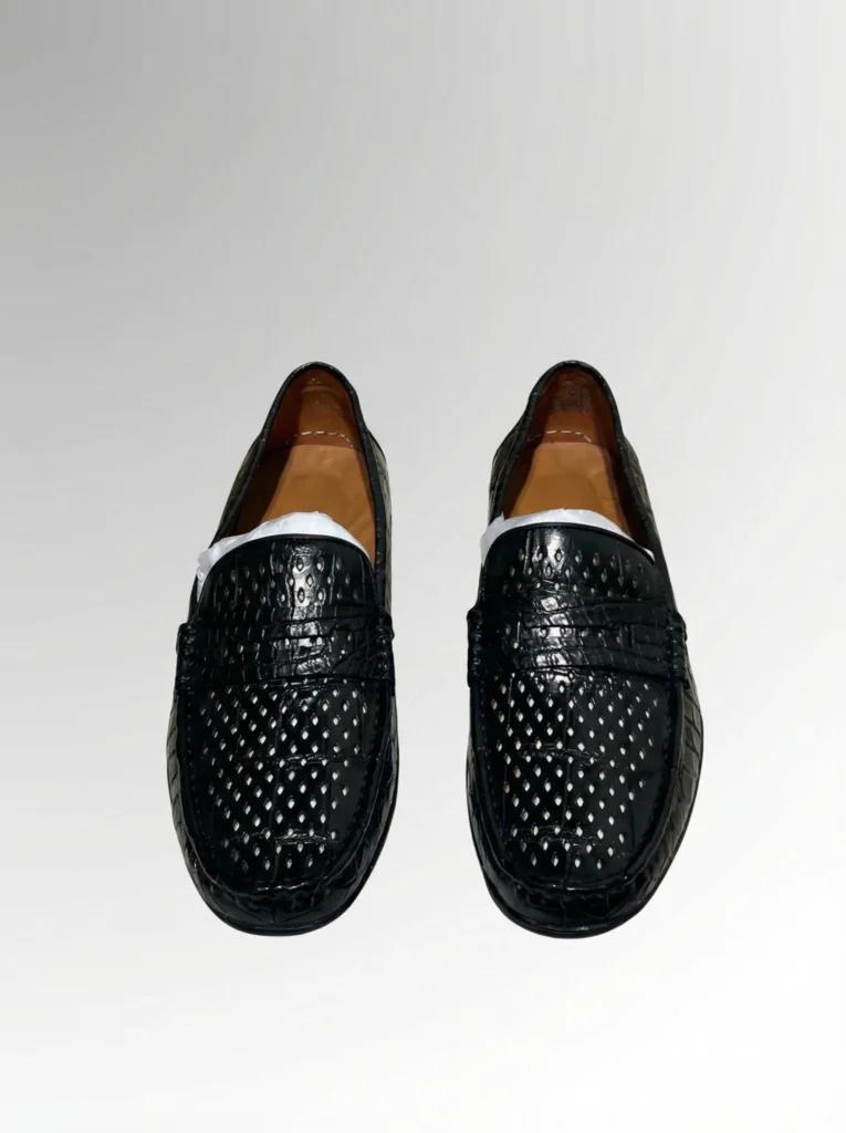 Perforated Alligator Skin Loafers