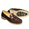 handpainted crocodile skin loafes with tassels