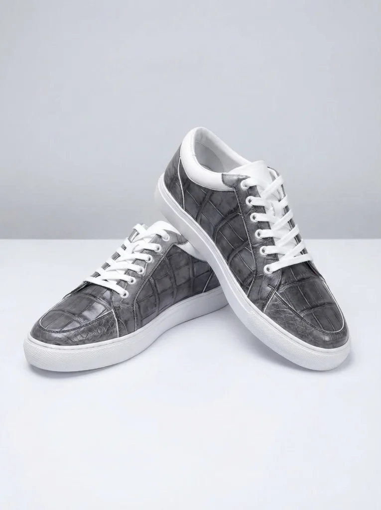 Silver Alligator Skin Sneakers