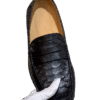 python snake leather loafers