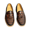 handpainted crocodile skin loafes with tassels