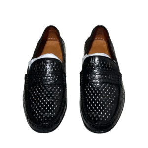 Perforated Crocodile Skin Loafers