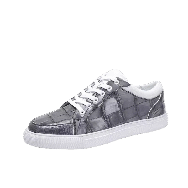 silver crocodile skin sneakers