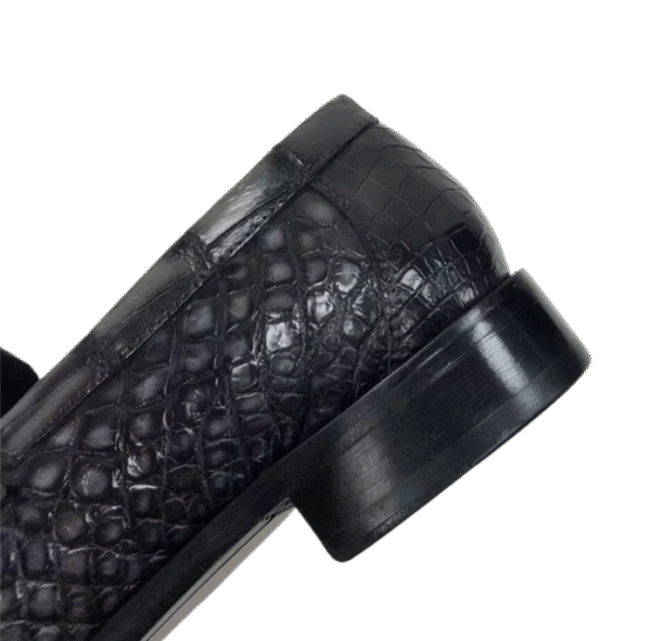 Midnight Black Crocodile Penny Loafers