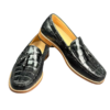 handpainted crocodile skin loafes with tassels