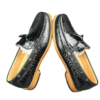 handpainted crocodile skin loafes with tassels