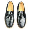 handpainted crocodile skin loafes with tassels