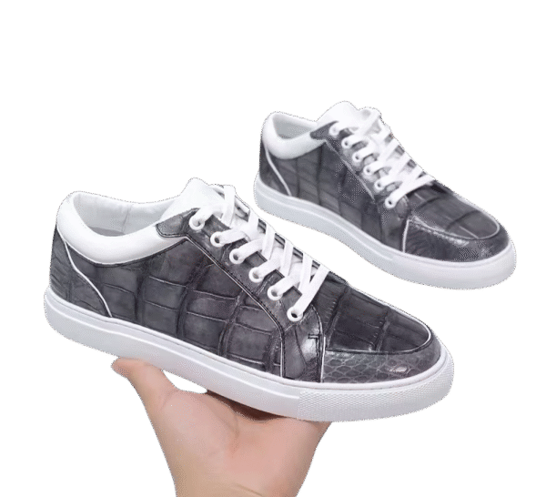 silver crocodile skin sneakers