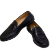 python snake leather loafers