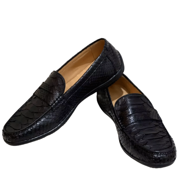 python snake leather loafers