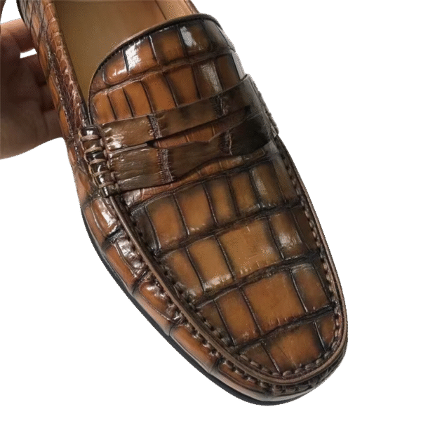 Handpainted Crocodile Leather Loafers