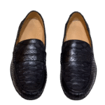 python snake leather loafers