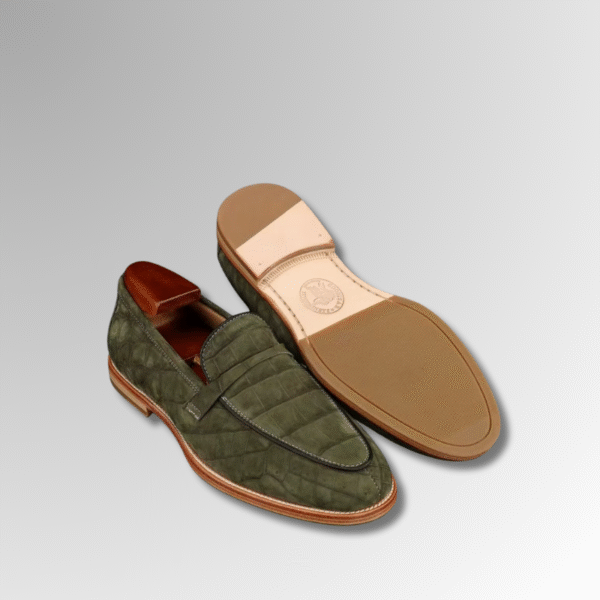Crocodile Skin Suede Loafers