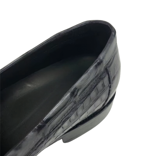 Midnight Black Crocodile Penny Loafers