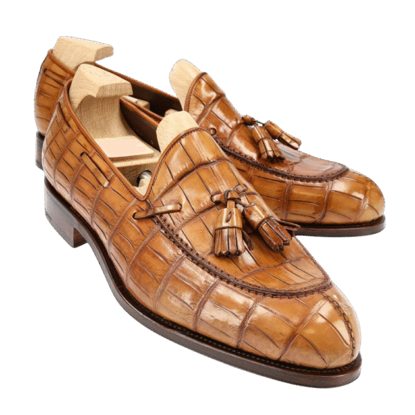 crocodile belly skin tassel loafers