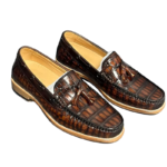 handpainted crocodile skin loafes with tassels