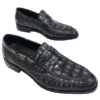 Midnight Black Crocodile Penny Loafers
