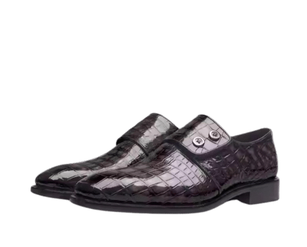 Crocodile Double Button Oxford Shoes