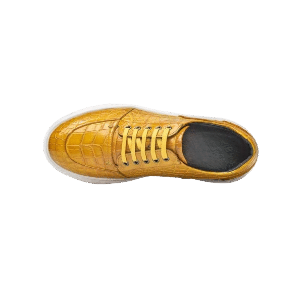 Gold Crocodile Leather Sneakers