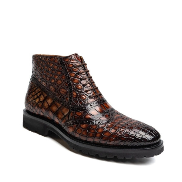 Brown Crocodile Brogue Boots