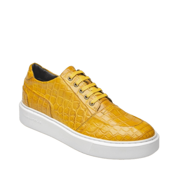 Gold Crocodile Leather Sneakers