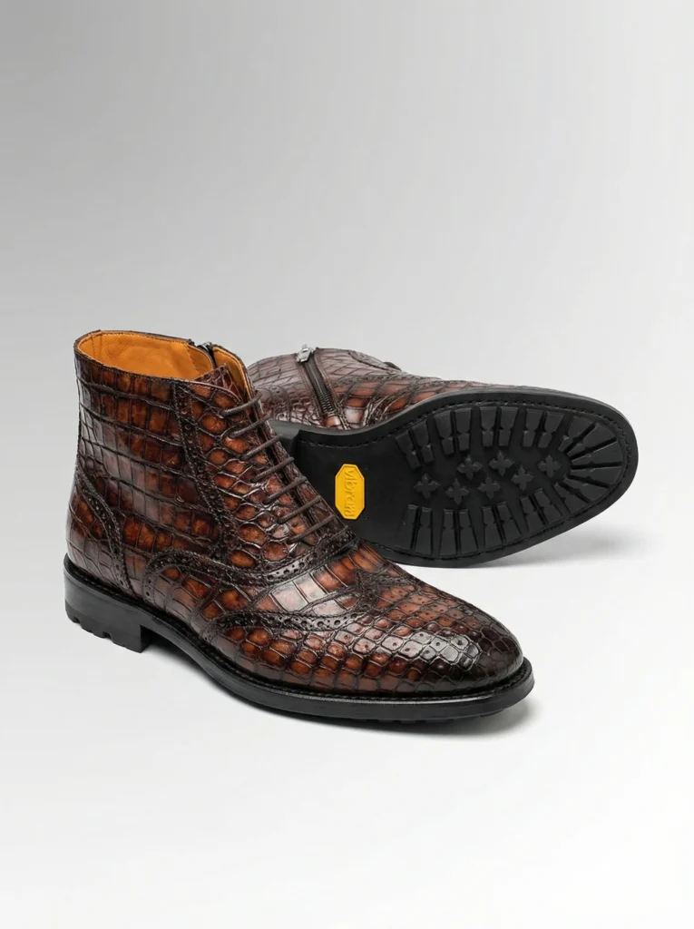Brown Crocodile Brogue Boots