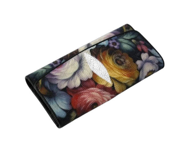 Floral Stingray Leather Wallet