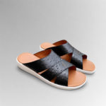 Aristano Slide, ostrich leather slide sandals