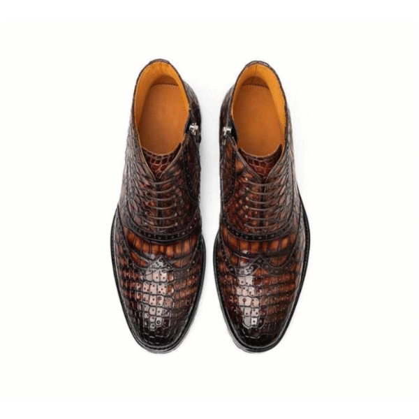 Brown Crocodile Brogue Boots