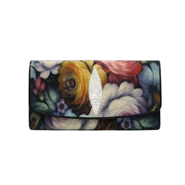 Floral Stingray Leather Wallet