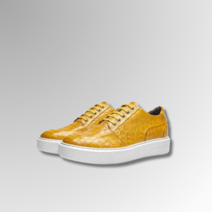 Gold Crocodile Leather Sneakers