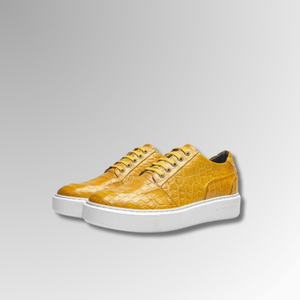 Gold Crocodile Leather Sneakers