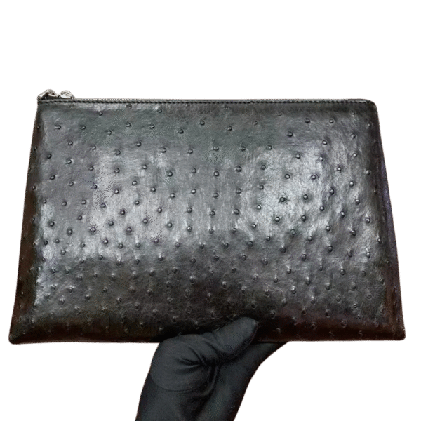Genuine Ostrich Leather Zipper Pouch