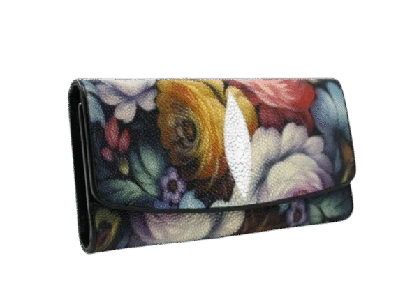 Floral Stingray Leather Wallet