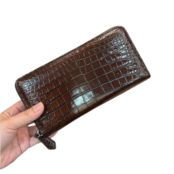 Genuine Crocodile Leather Wallet with Zipper